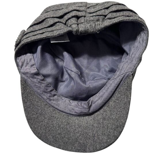 Gray Womens Cap Hat Bow Y2K VTG Wool Cadet Military Sparkle Black Crystals - Picture 5 of 6